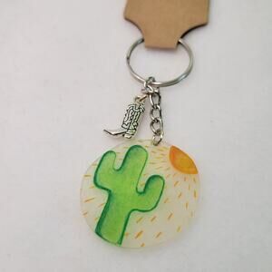 Western Cactus and Boot Charm Keychain